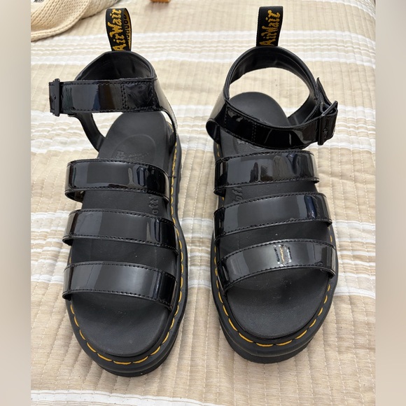 Dr. Martens Shoes - Dr. Martens Blaire Patent Leather Strap Sandals in black. Women’s size 10